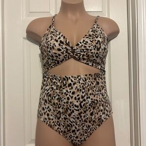 Leopard Print One Piece Swimsuit